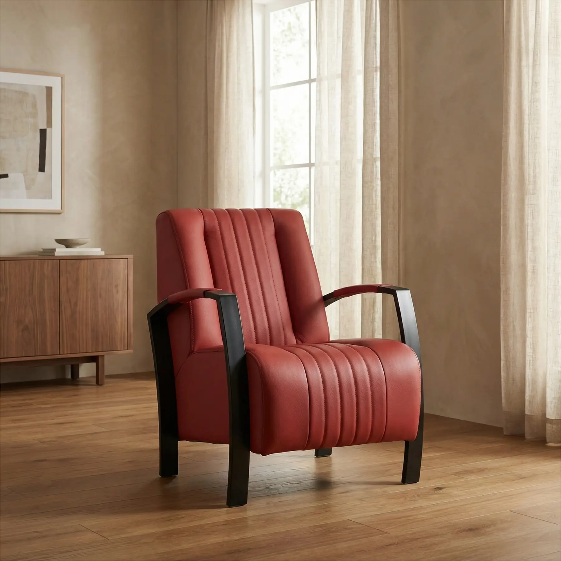 afbeelding van Leren fauteuil Glamour - Toledo Siegelstein (rood)